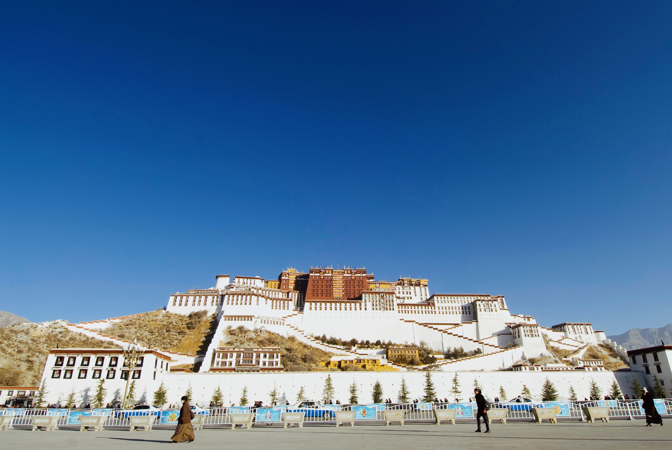 The Potala Palace on its hill above an empty square — the Dalai Lama’s winter palace, and still the spiritual centre of Tibet through fifty years of his exile